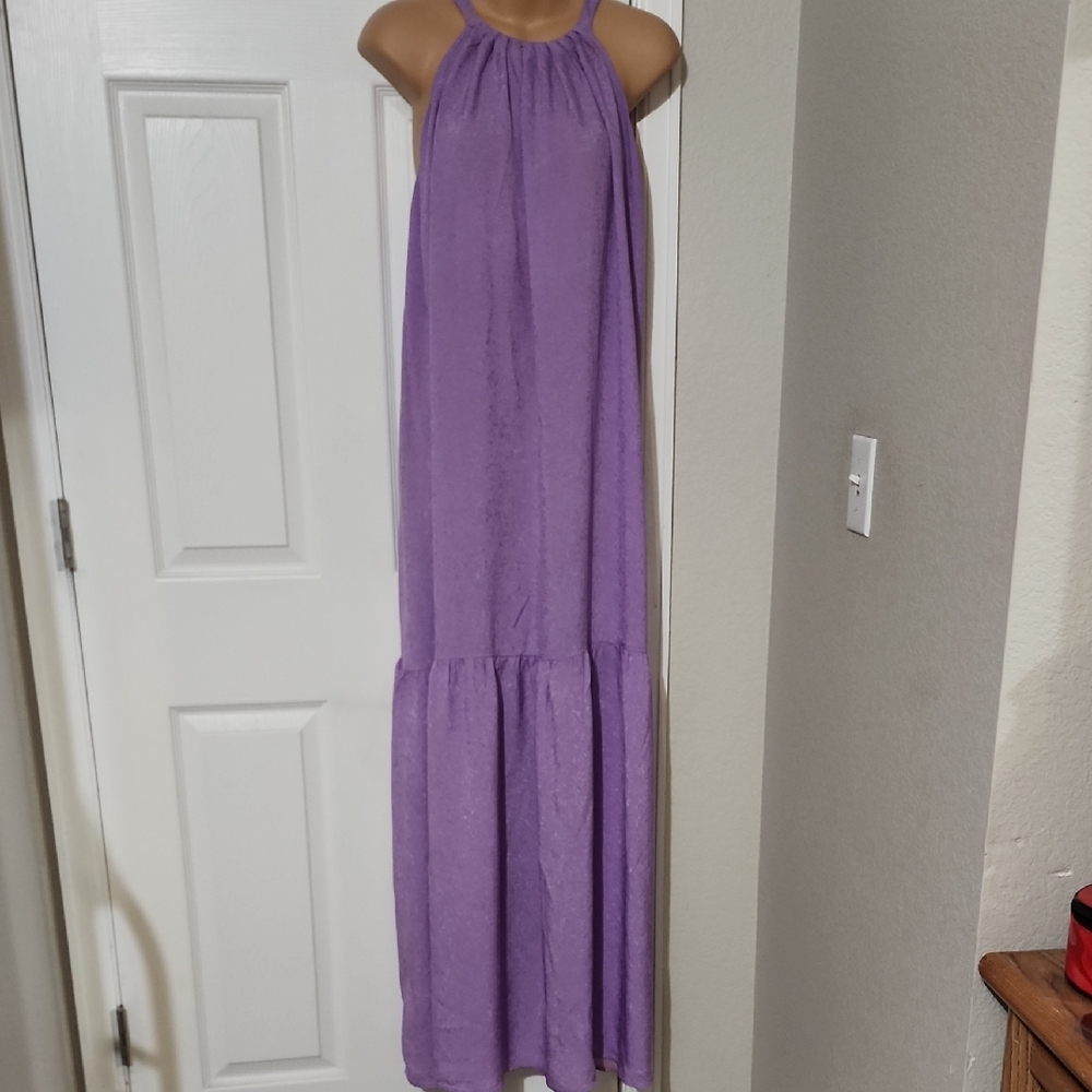 Frnch Paris Purple  Long dress with flounce